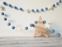 Load image into Gallery viewer, Felt Pom Pom Garland - Blue balls with White star